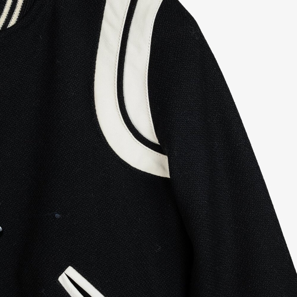 Saint Laurent Teddy Varsity Black White Jacket - Picture 6 of 14